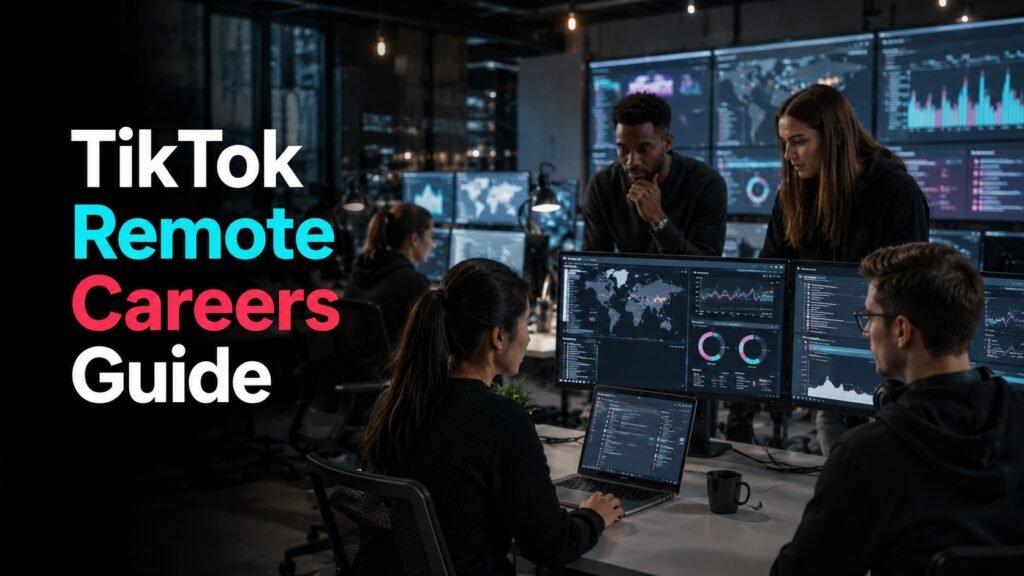 TikTok Remote Careers Guide: Trust & Safety, Data Science, AI Roles and Hiring Insights Professionals analyzing digital platform data in a modern technology workspace representing TikTok remote careers and Trust & Safety roles