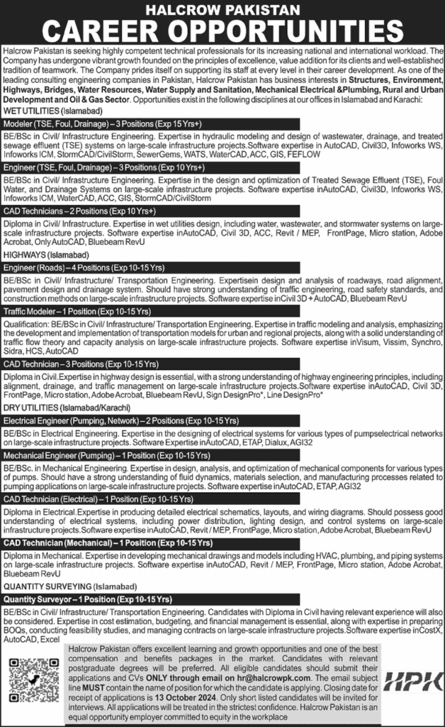 Halcrow Pakistan Jobs