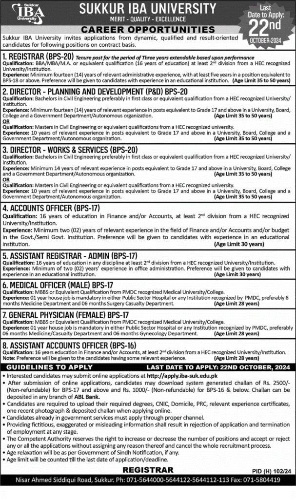 Sukkur IBA University Jobs