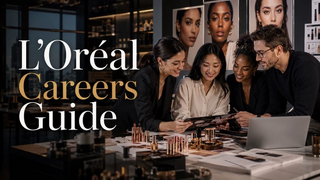 L’Oréal Careers Guide: Remote-Friendly Beauty Industry Jobs & Global Opportunities Modern beauty industry professionals collaborating in a premium corporate workspace representing L’Oréal careers and global business opportunities