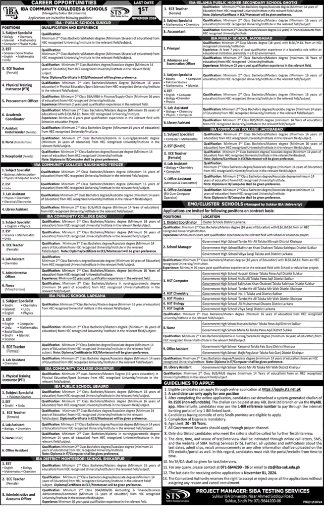 IBA Community Colleges and Schools Sindh Jobs