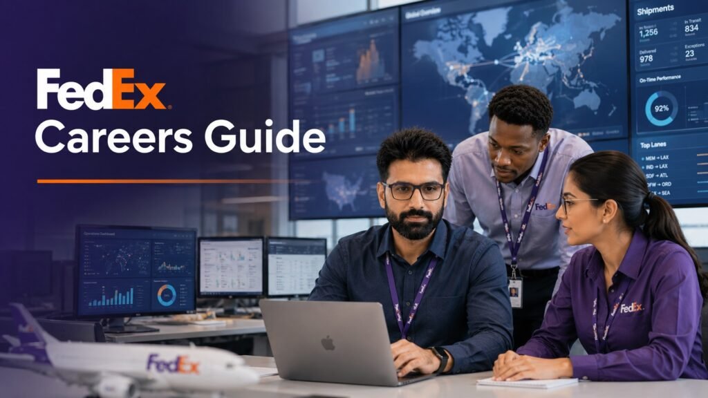 FedEx careers guide covering remote jobs, IT roles, logistics careers, hiring process, and professional opportunities.