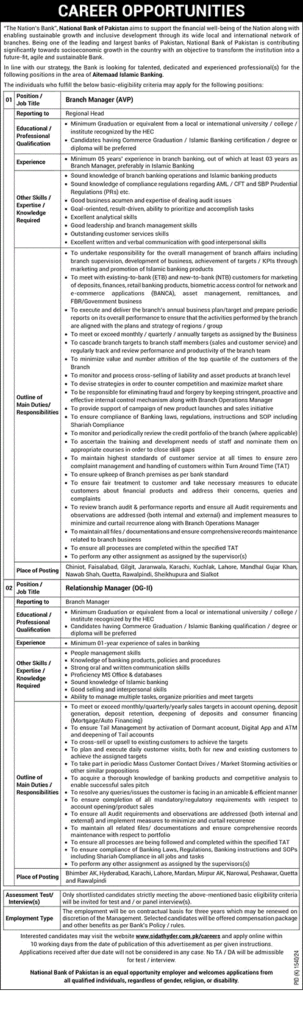 National Bank of Pakistan Jobs 1