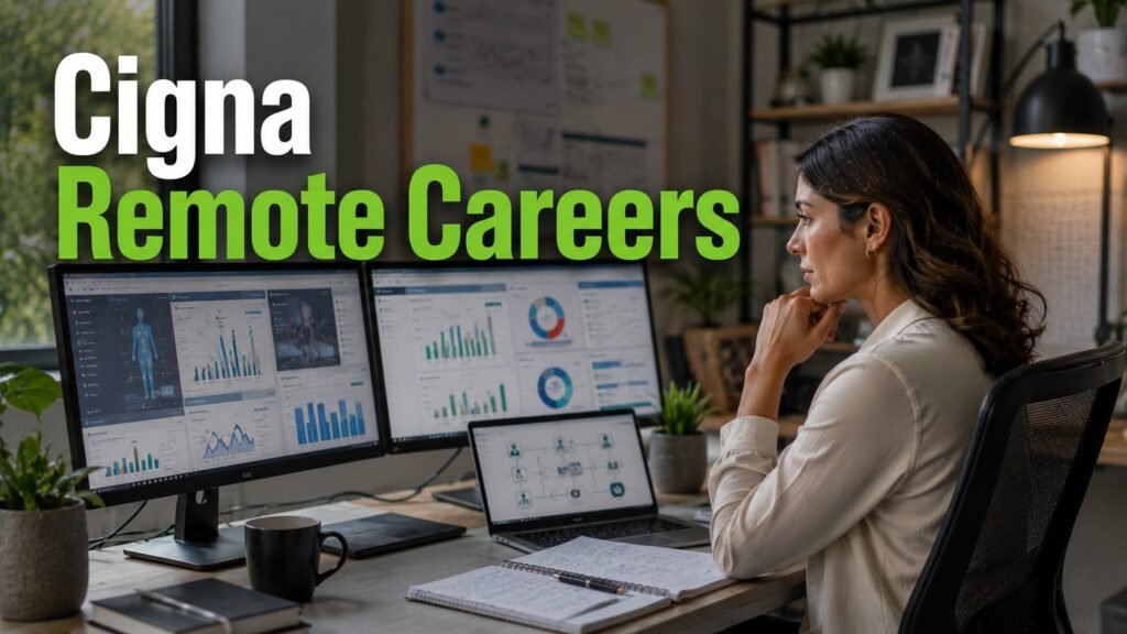 Remote healthcare analytics professional exploring Cigna AI strategy career opportunities