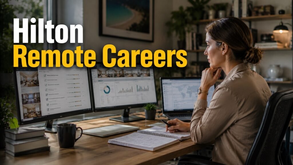 Remote hospitality quality assurance manager exploring Hilton career opportunities