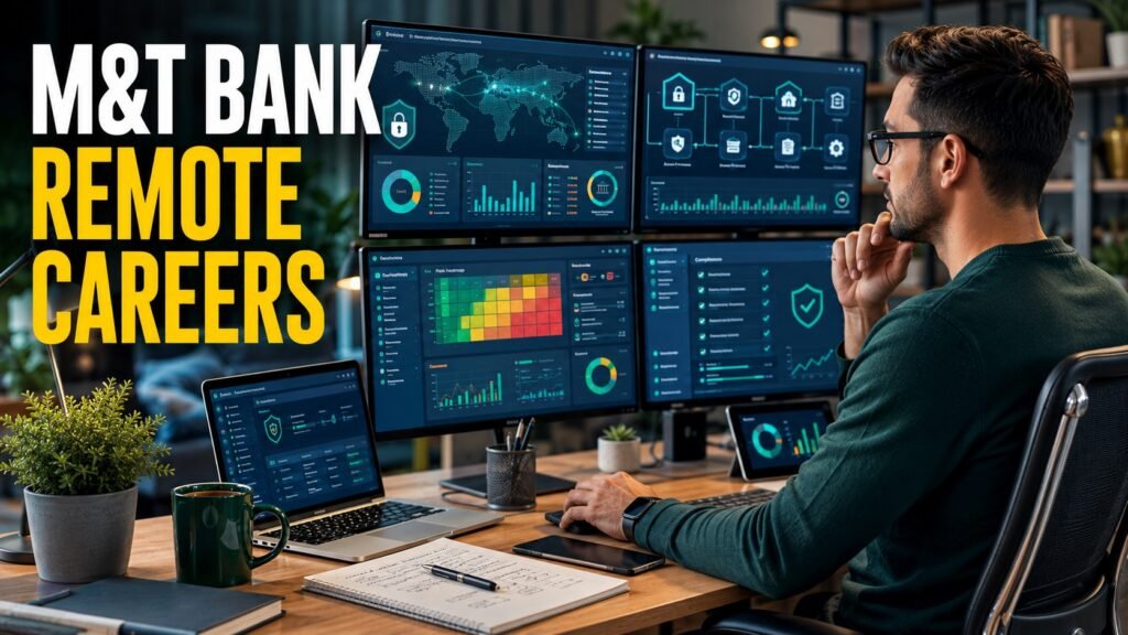 Remote cybersecurity risk professional exploring M&T Bank technology career opportunities