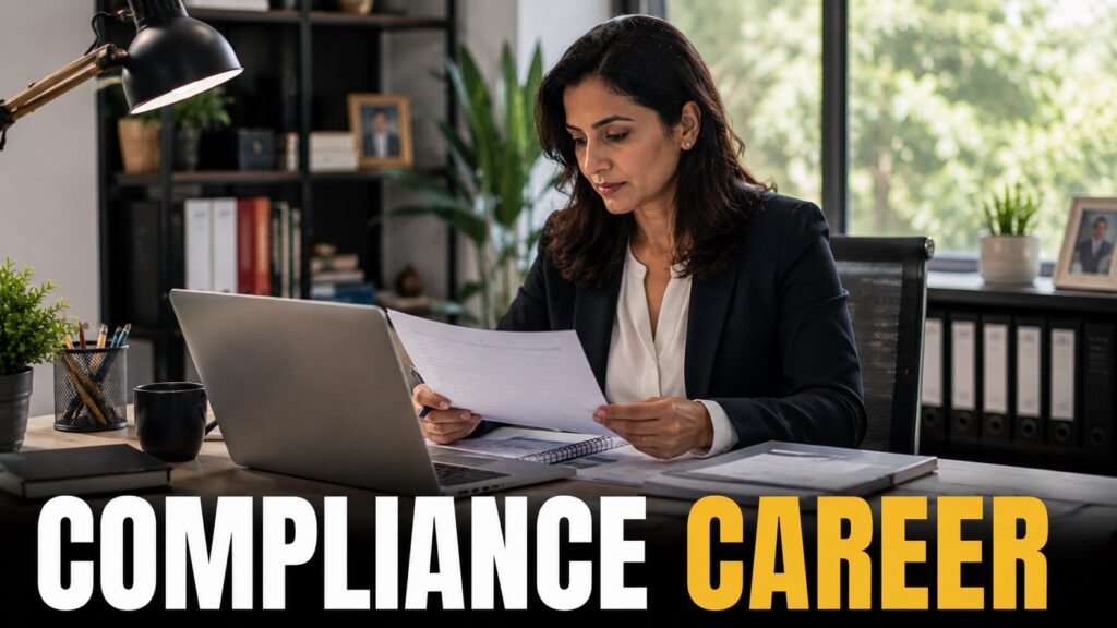 Fifth Third Bank Remote Compliance Officer Career Guide Remote compliance professional reviewing banking risk and fair lending documents in a modern home office.