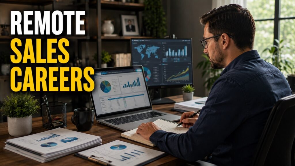 Remote sales manager reviewing portfolio growth reports and retail account strategy from a home office.