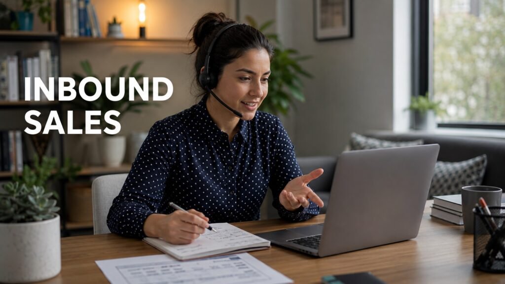 Extra Space Storage Inbound Sales Representative Career Guide Remote inbound sales representative helping a customer by phone from a clean home office workspace.