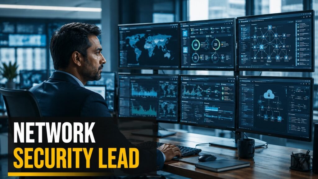 CDW Tech Lead – Network Security Career Guide: Salary, Skills, Leadership Path & How to Apply Senior network security leader reviewing enterprise firewall dashboards and cybersecurity architecture in a modern operations center.