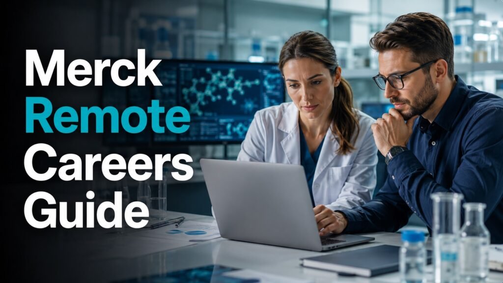 Healthcare professionals collaborating in a modern pharmaceutical operations workspace representing Merck remote careers
