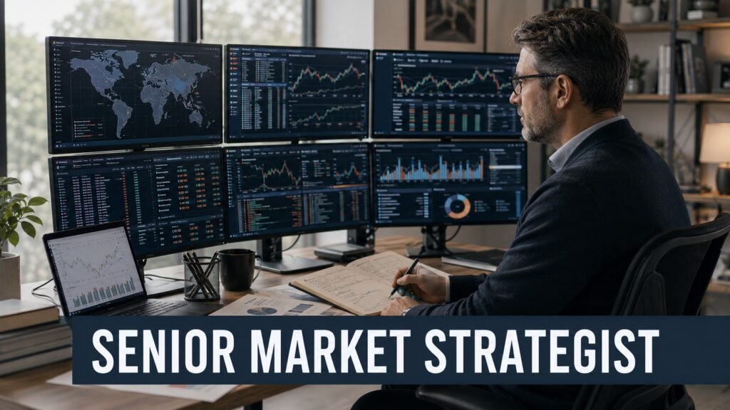 Principal Senior Market Strategist Career Guide: Investment Research, Macro Strategy, Salary, Resume Tips, and How to Apply Senior market strategist reviewing macroeconomic research, asset allocation charts, and investment commentary in a modern home office