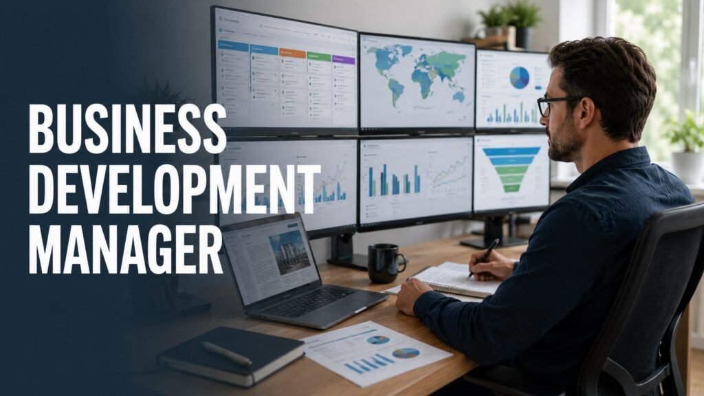 Business Development Manager Careers at PPG: Sales Skills, Salary, Resume Tips & How to Get Hired Remote business development manager reviewing CRM pipeline dashboards, sales territory maps, client account plans, and market opportunity reports.