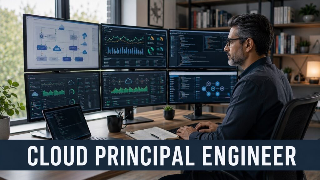 Seagate Lead Cloud Principal Software Engineer Career Guide: Skills, Salary, Resume Tips, and How to Apply Senior cloud principal software engineer reviewing distributed systems architecture, cloud platform dashboards, and CI/CD pipeline reports in a modern home office