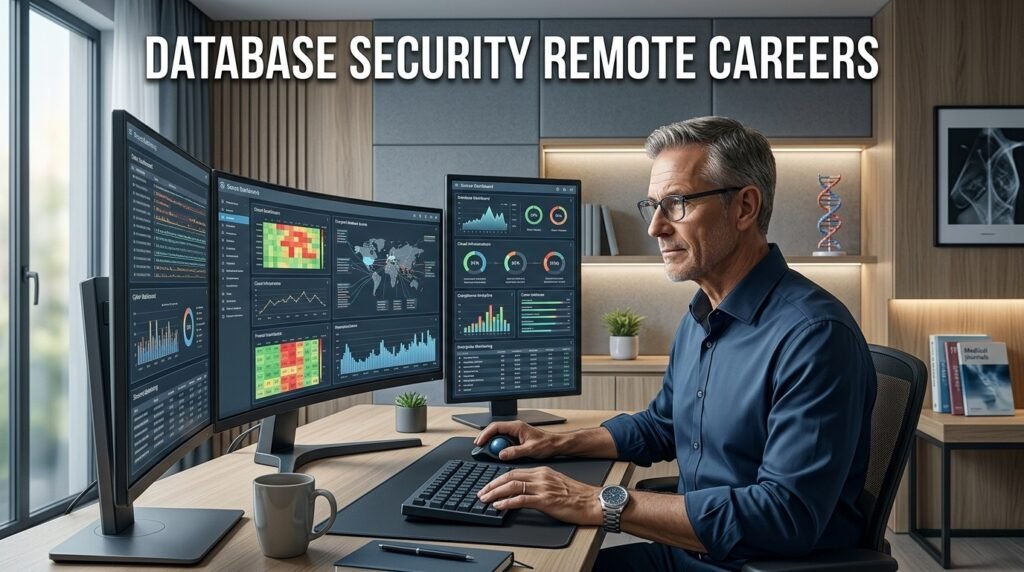 Senior cybersecurity professional working remotely on enterprise database security systems representing Oracle Cerner technology careers.