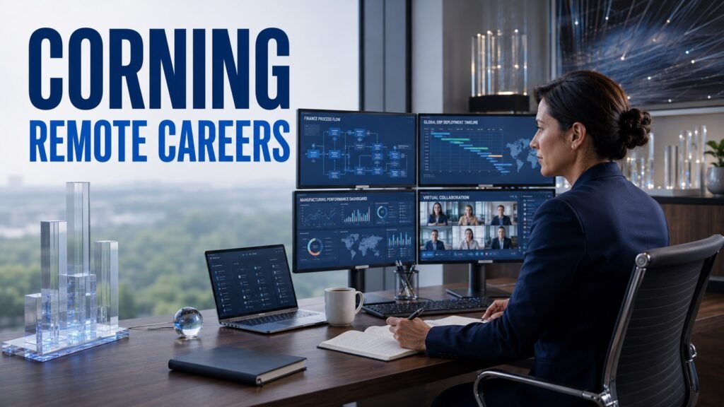 Corning Remote Jobs & Careers Guide 2026: SAP, Engineering, Technology and Flexible Roles Enterprise systems professional exploring Corning remote jobs and SAP careers from a modern home office