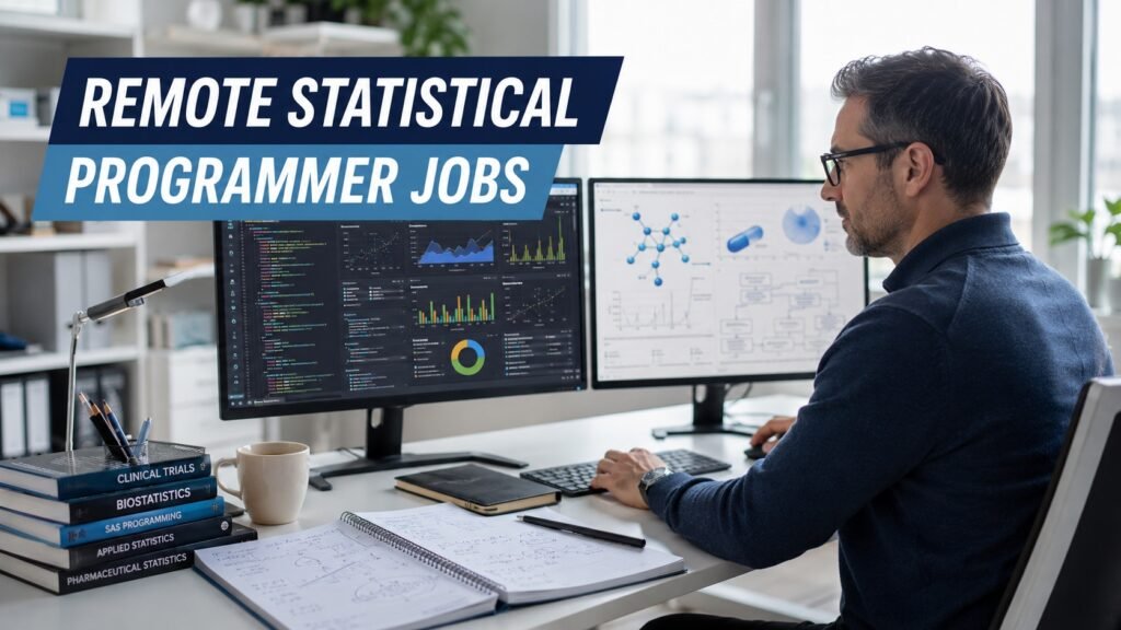 Remote Statistical Programmer Jobs and Vertex Pharmaceuticals Careers 2026: SAS Skills, Salary and How to Apply Senior statistical programmer working remotely on clinical trial SAS programming and pharmaceutical data analysis for biotechnology careers.