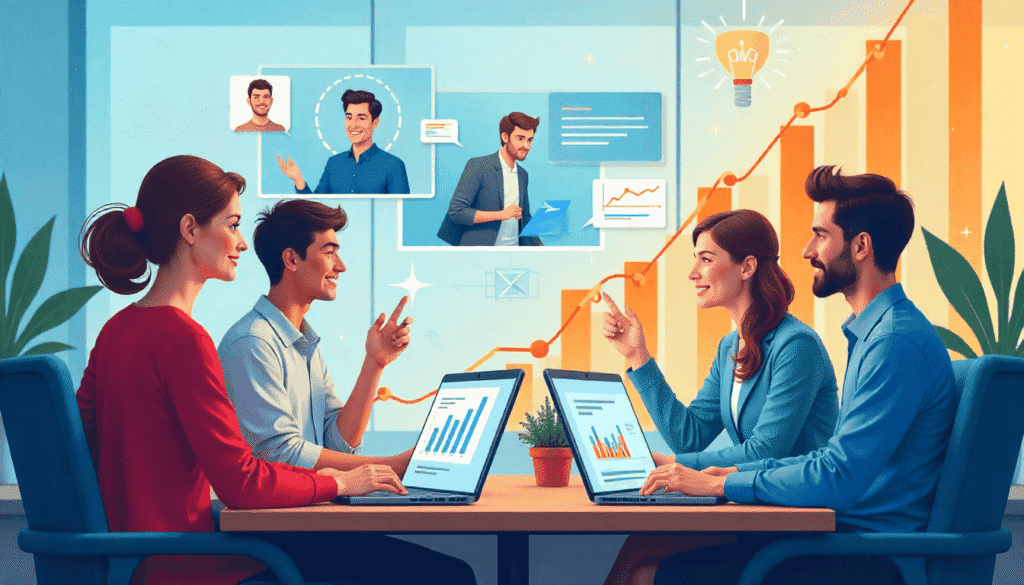 Remote sales team using digital tools for lead generation, customer acquisition, and revenue growth in 2025