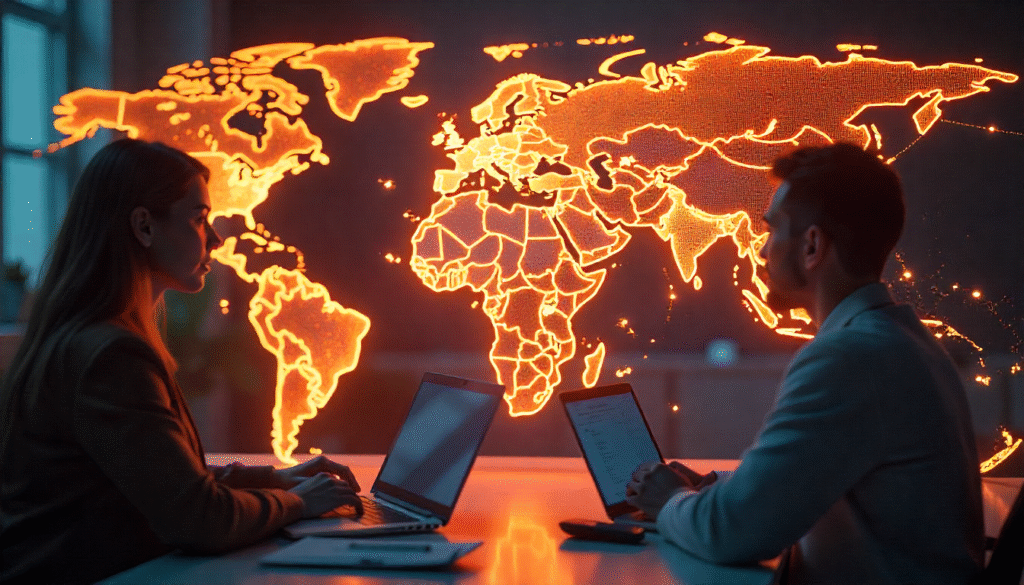 Global talent pool: Diverse remote workers collaborating across continents in 2025