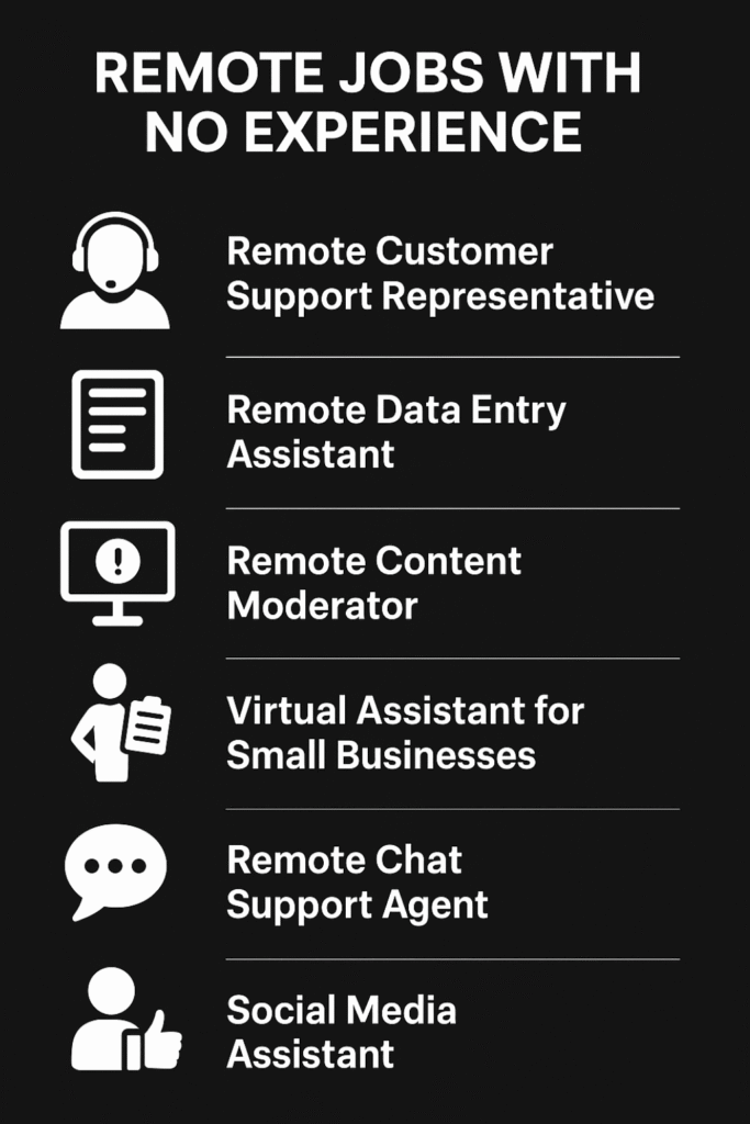 Infographic of Remote Jobs with No Experience 