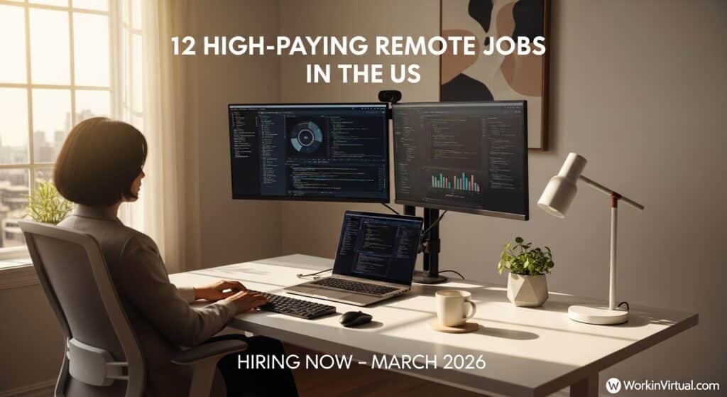 Professional home office workspace representing high paying remote jobs in the United States