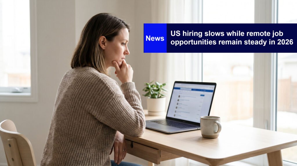 US Employers Slow Hiring Pace but Maintain Remote Job Openings Across Key Sectors in 2026 US job market showing slower hiring pace while remote job opportunities remain active in 2026