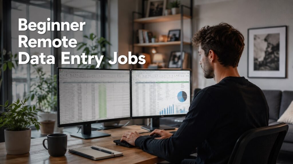 Beginner-Friendly Remote Data Entry Jobs That Can Help You Start Working From Home Beginner-friendly remote data entry professional working from home using spreadsheets and online administrative systems