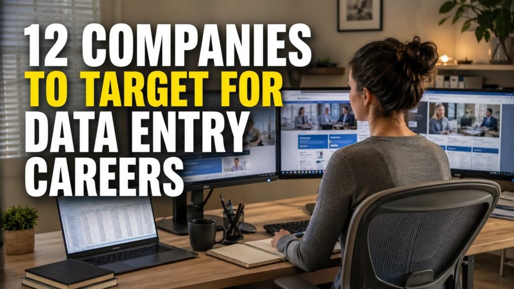Remote job seeker researching companies that hire data entry and administrative professionals.