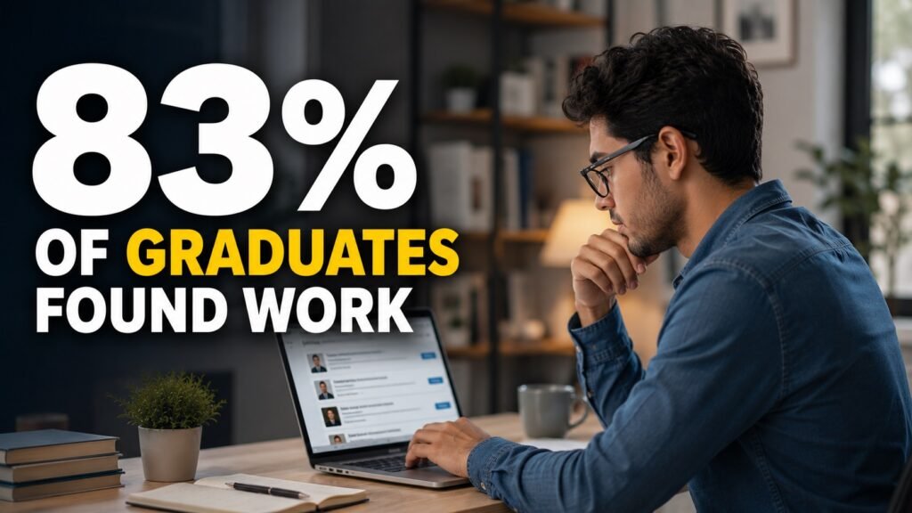 Recent graduate reviewing remote job opportunities after strong employment growth among early-career professionals.