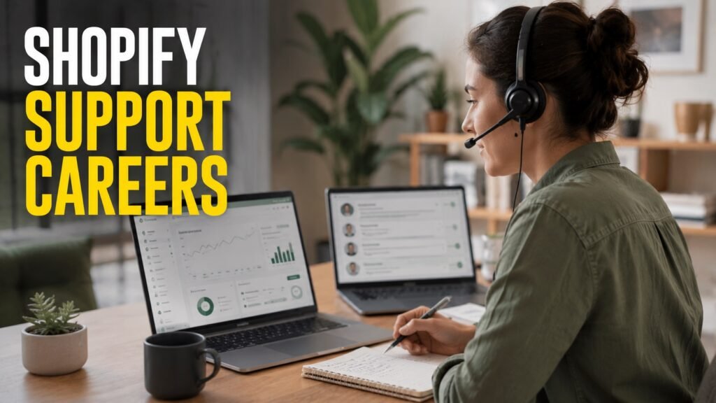 Remote customer support professional exploring Shopify customer support career opportunities.