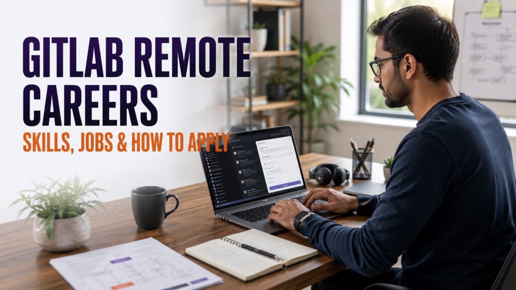 GitLab Remote Careers Guide: Work From Home Jobs, Career Paths, Skills & How to Apply in 2026 Professional preparing an application for GitLab remote careers from a modern home office
