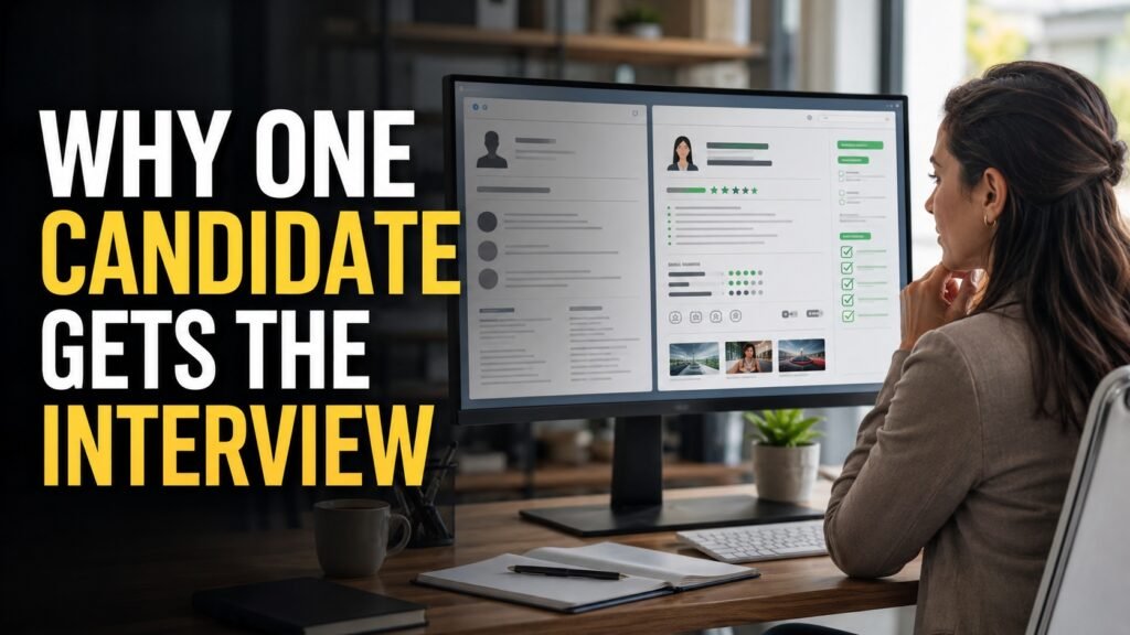 Recruiter comparing two similar remote job applications before selecting a candidate for an interview