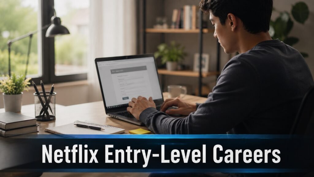 Netflix Entry-Level Remote Careers: Official Links, Role Areas and How to Apply Entry-level job seeker exploring Netflix remote career opportunities from a home office